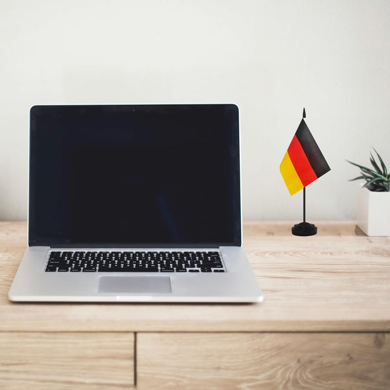 Yamiuo 2 Pack Germany Desk Flag Set, German Desktop Small Miniature Table Office Flag with 12" Black Pole and Black Base, Offices, Classroom, Home, Festival Decoration (Germany) - Image 5